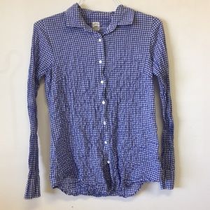 J Crew “The Perfect Shirt” Blue Checkered Sz 6